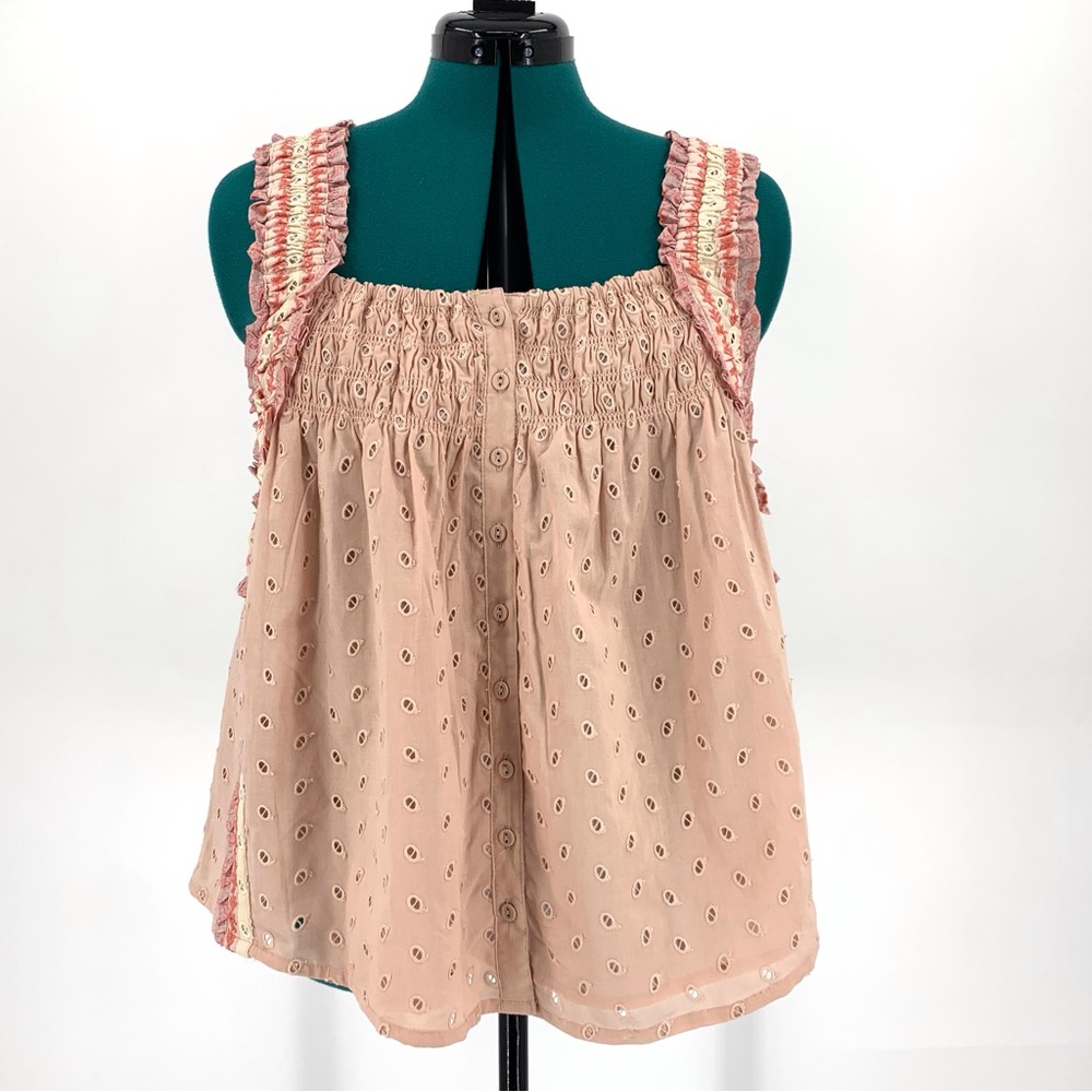 House of Harlow 1960 NWT Rose Pink Eyelet Lace Boho Style Sleeveless Top, Medium - Picture 3 of 16